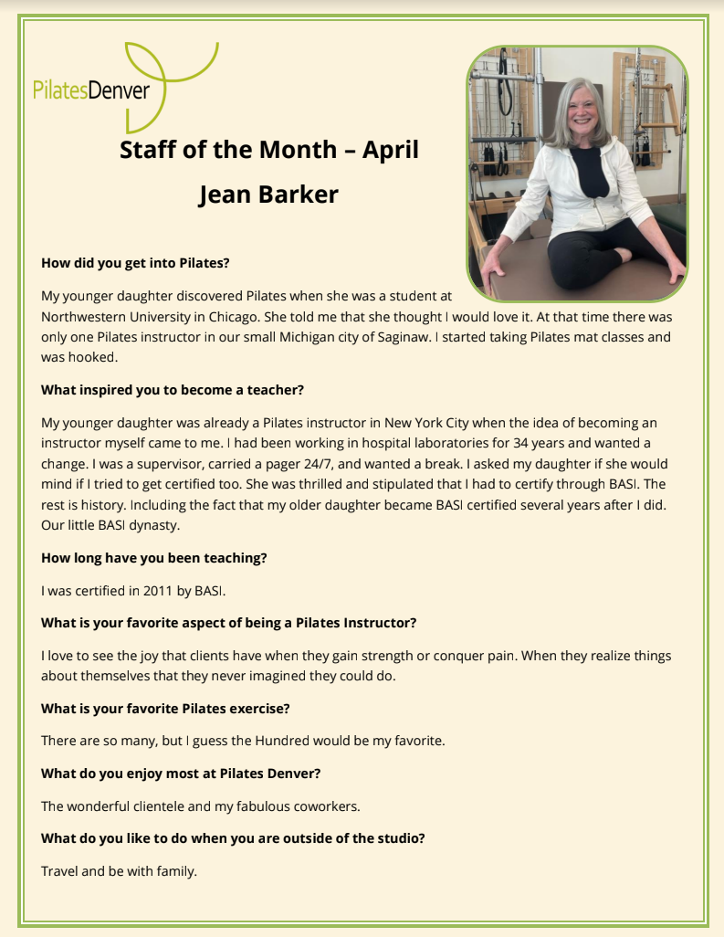 staff of the month profile 