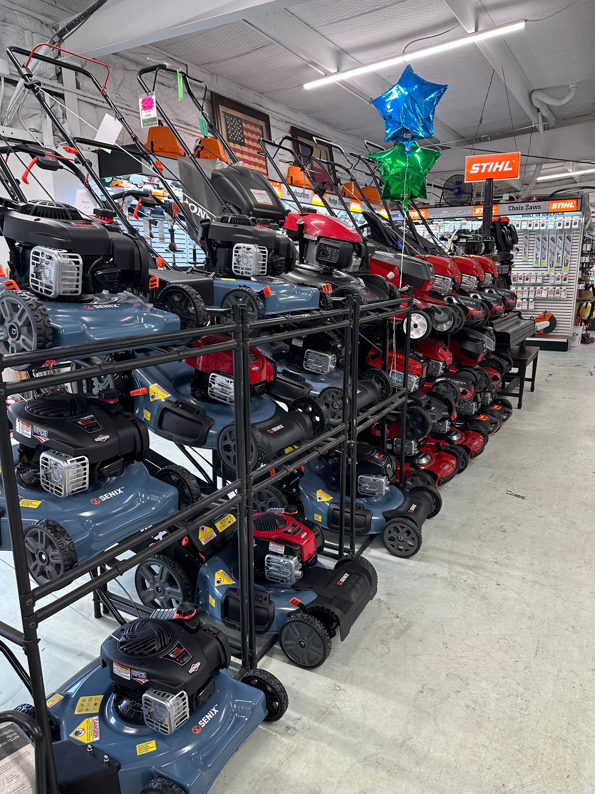 Senix, Honda, and Toro mowers