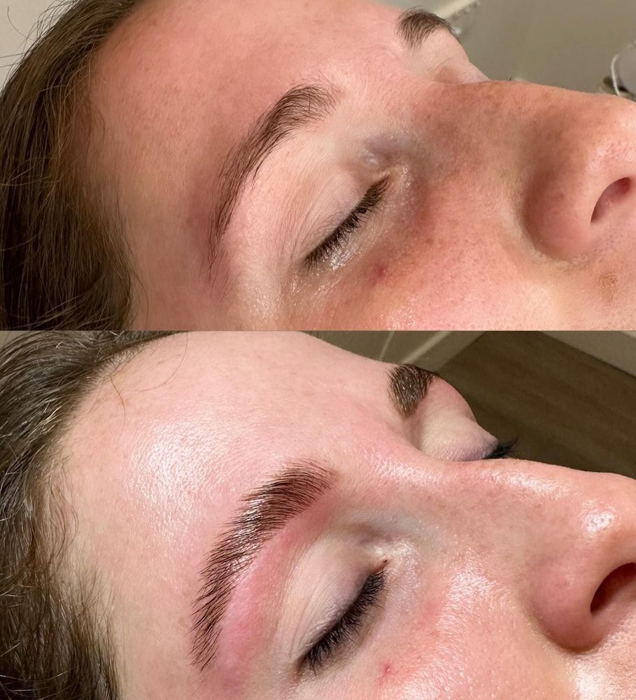 A Before and After Photo of a Woman's Eyebrows — Erikka's All Occasion Beauty In Rockhampton City, QLD