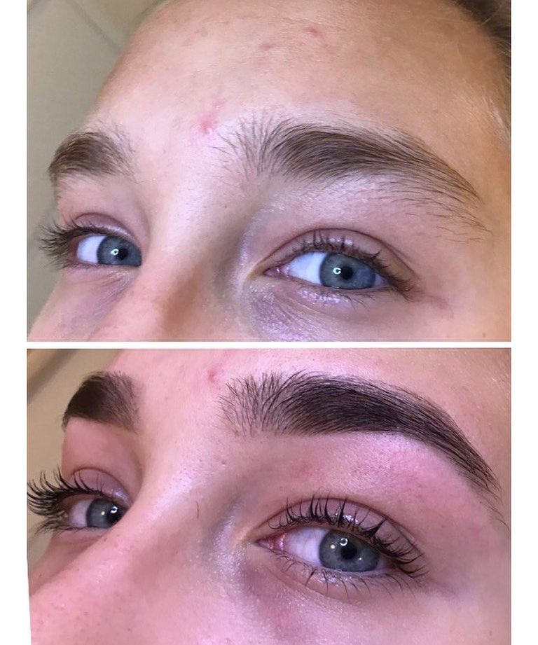 A Before and After Picture of a Woman's Eyebrows — Erikka's All Occasion Beauty In Rockhampton City, QLD