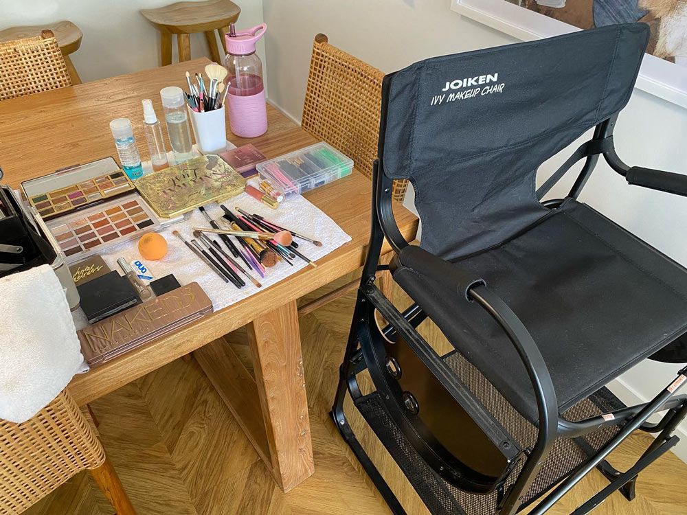 Make-Up-Kits On The Table And Make Up Chairs — Erikka's All Occasion Beauty In Rockhampton City, QLD