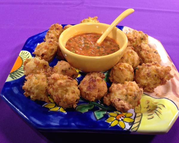 Corn Fritters with Roasted Tomato Sauce