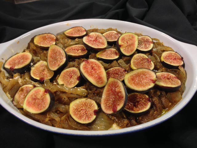 Baked Goat Cheese with Caramelized Onions and Figs