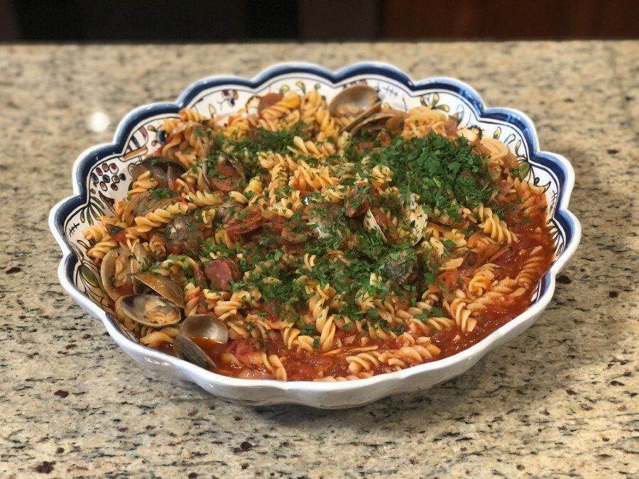 Fusilli Pasta with Clams and Chiles