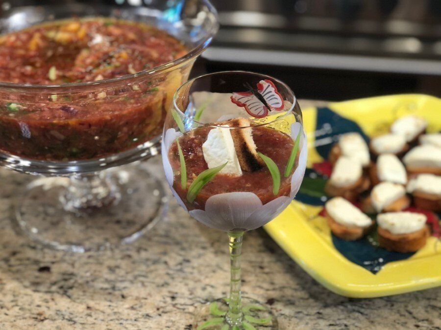 Gazpacho and Goat Cheese Croutons
