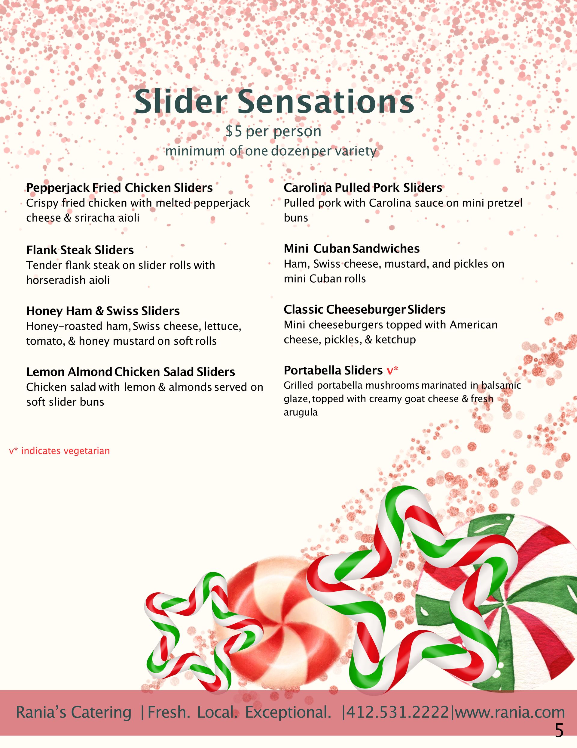 A page with candy canes and the words slider sensations