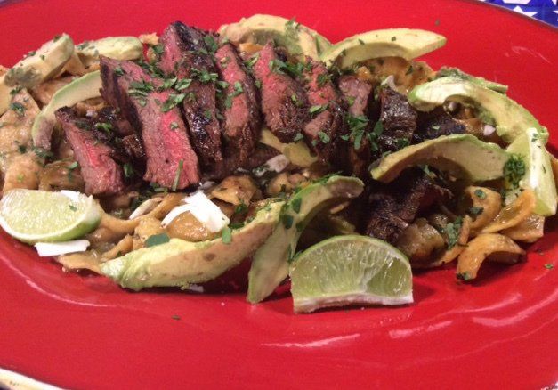 Cola Marinated Flank Steak Chilaquiles
