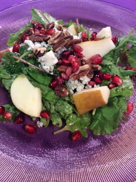 Kale Salad with Apples, Pears, and Pomegranate Seeds