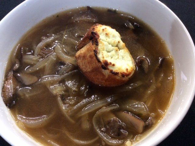Caramelized Onion and Portobello Mushroom Soup