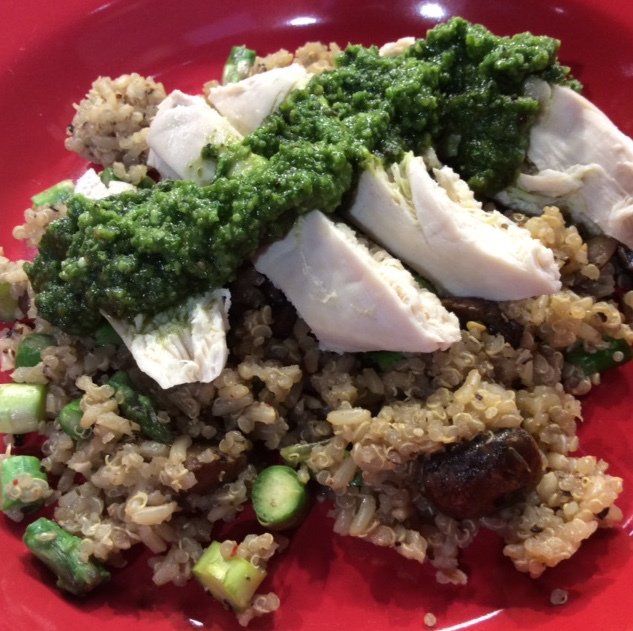 Poached Chicken with Quinoa and Brown Rice
