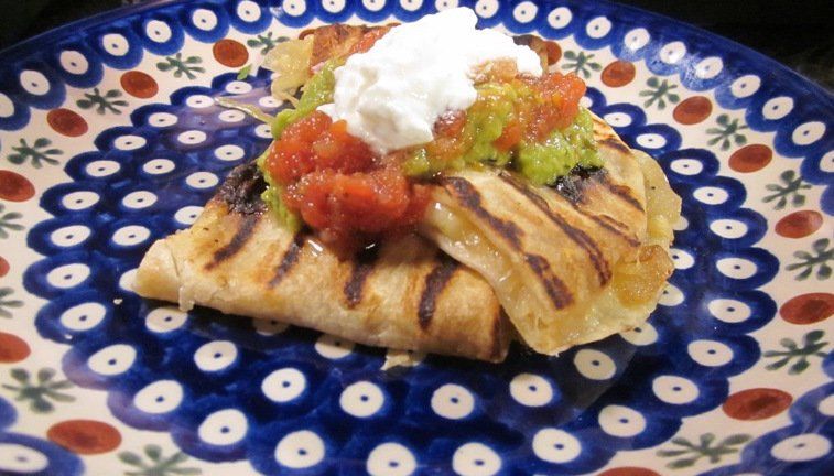 Goat Cheese and Caramelized Onion Quesadillas with Smoked Tomato Relish