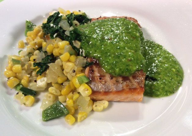 Grilled Salmon with Roasted Corn Salad