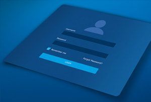 A blue sign in page on a blue background.