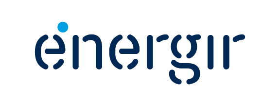 Logo energir est écrit en bleu sur fond blanc.