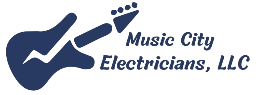 A blue logo for Music City Electricians, LLC