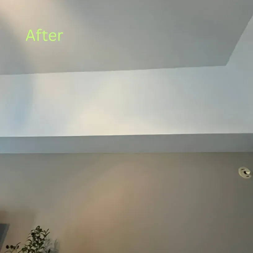 A picture of a ceiling with the words after written on it