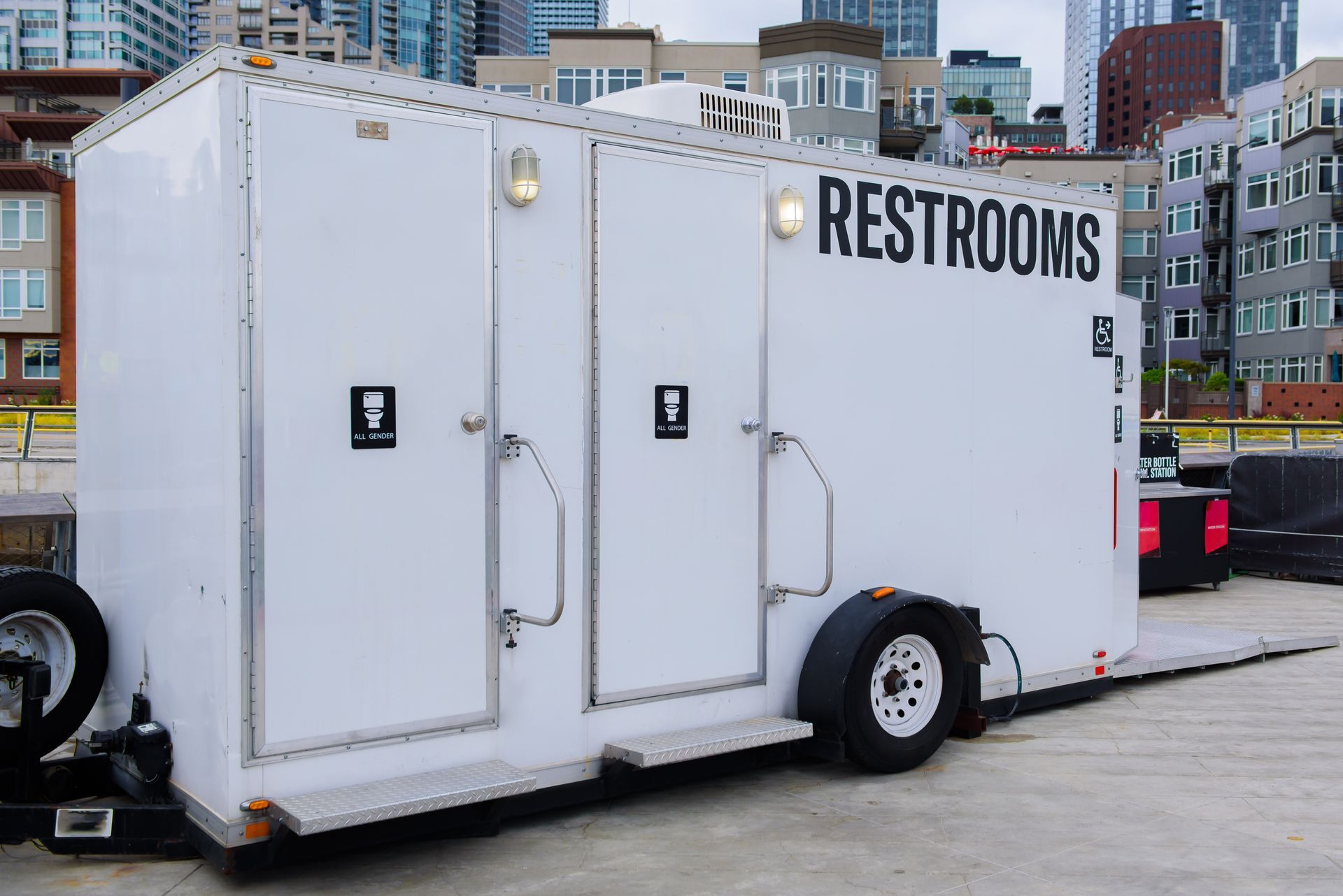 Portable restrooms for large events or gatherings 