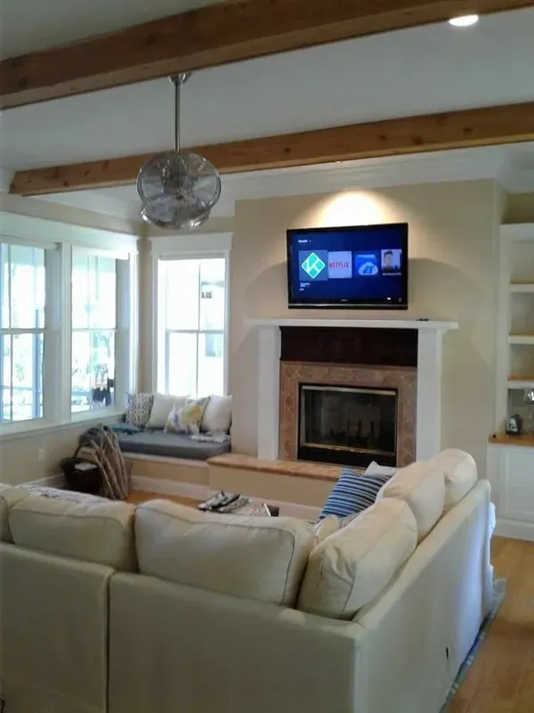 White Sofa In Front Of TV | Tampa, FL | Rob the Brit Home Theaters Inc