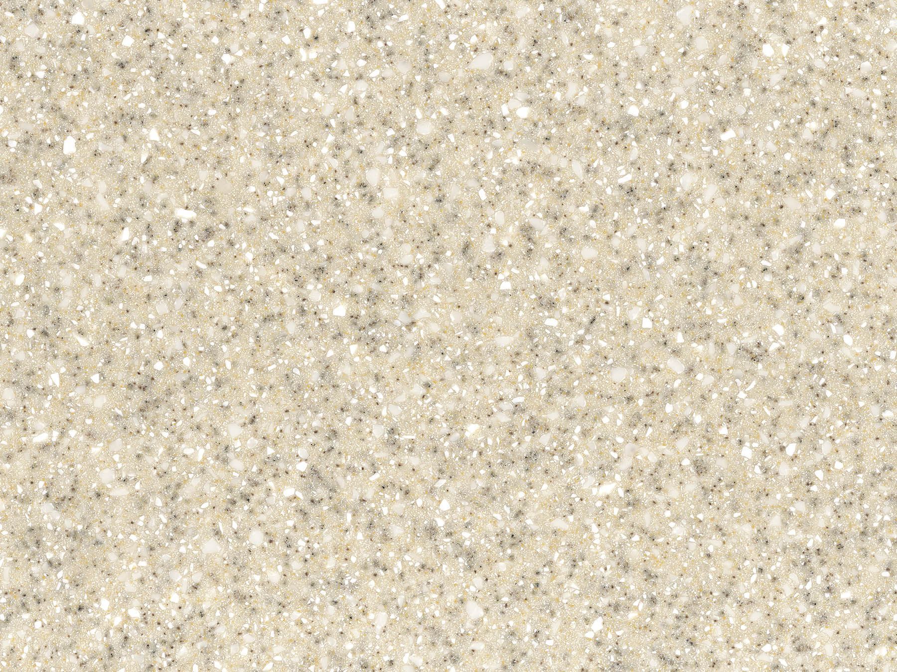 Beige speckled countertop surface.
