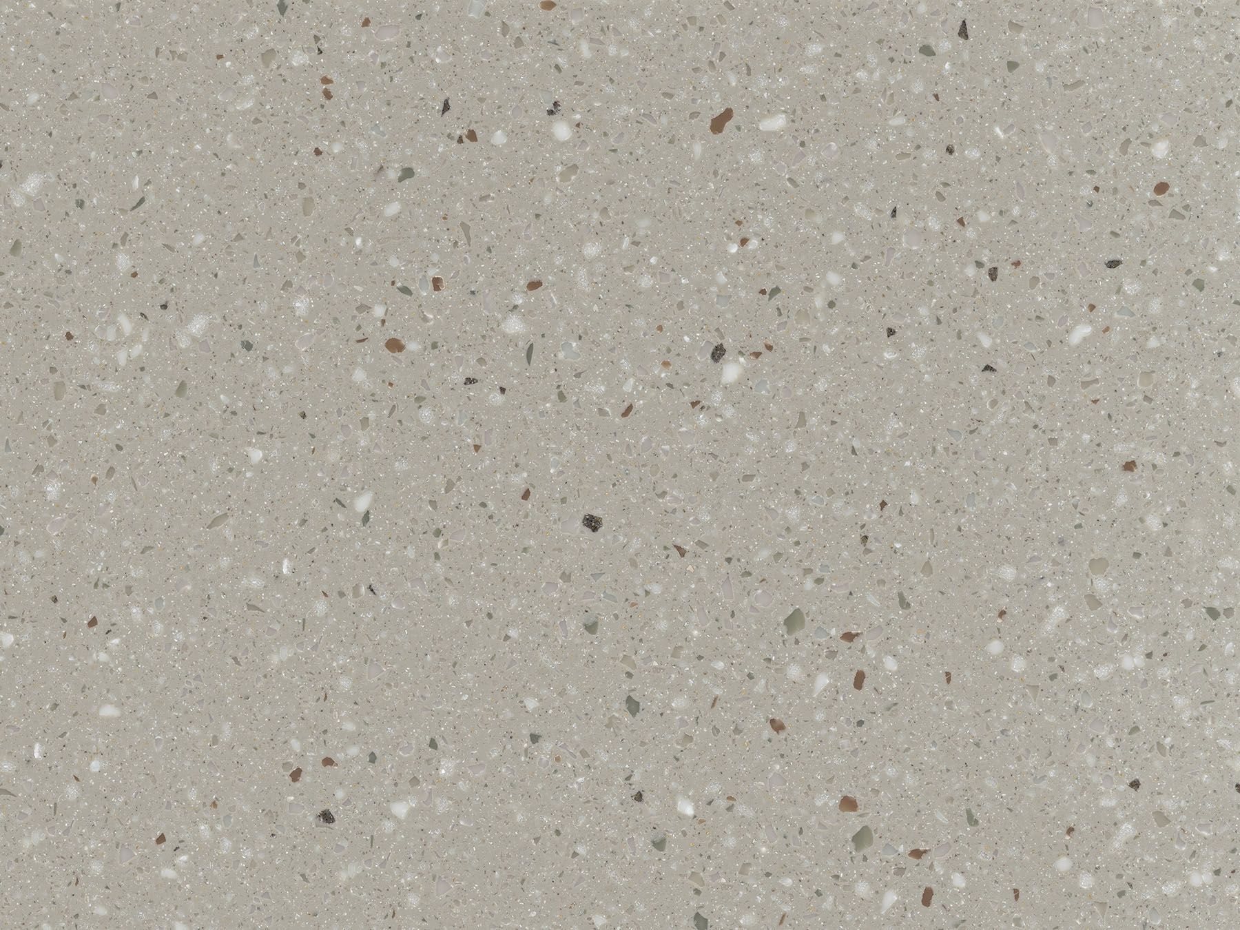 Light gray speckled quartz countertop surface.