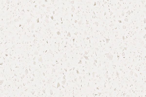 White quartz countertop with speckled patterns.