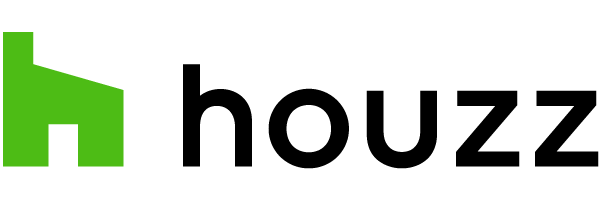 Houzz logo: a green house icon beside the black word "houzz".