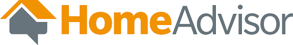 HomeAdvisor logo: orange and gray house icon with "HomeAdvisor" text in orange.