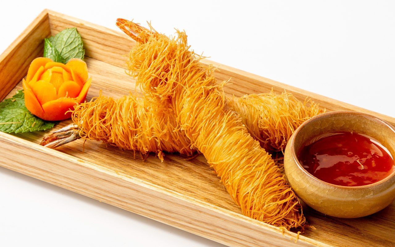 crevettes enrobées de filaments