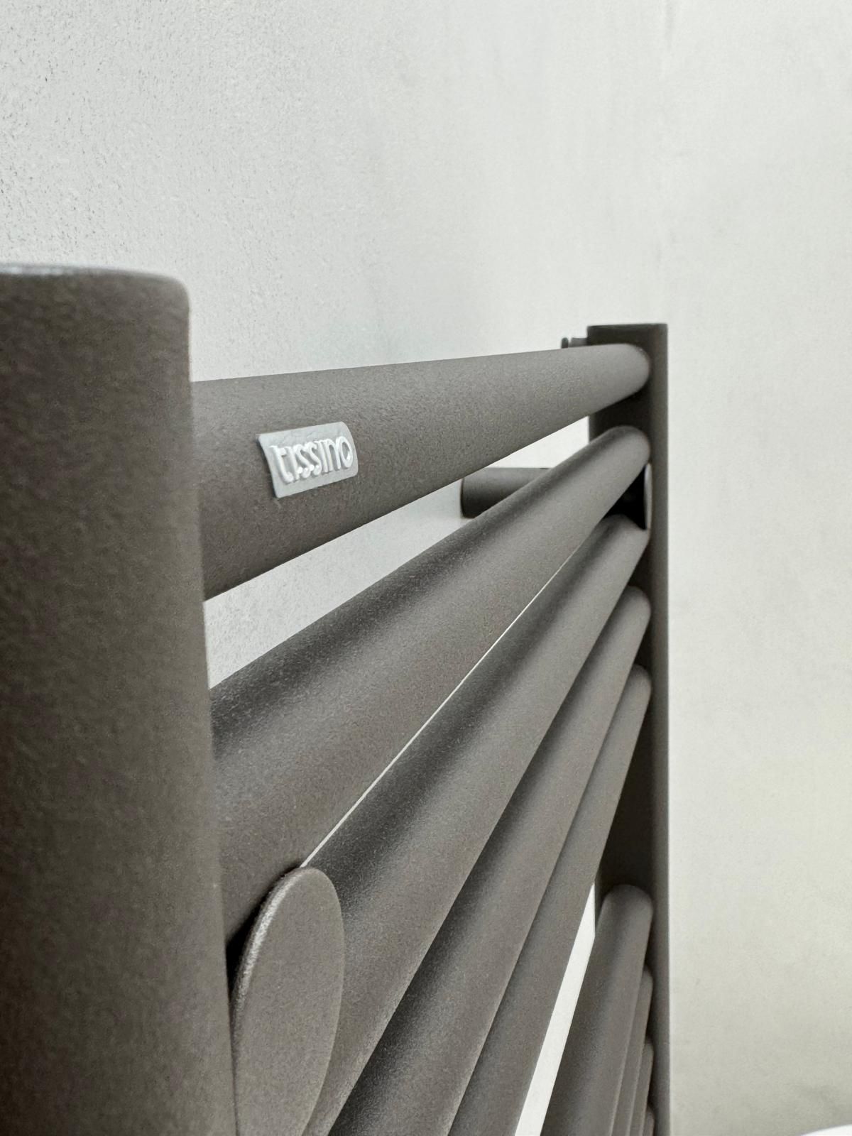 Grey heated modern towel rail