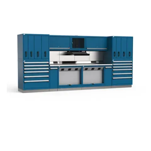 It looks like a kitchen with a lot of cabinets and drawers.