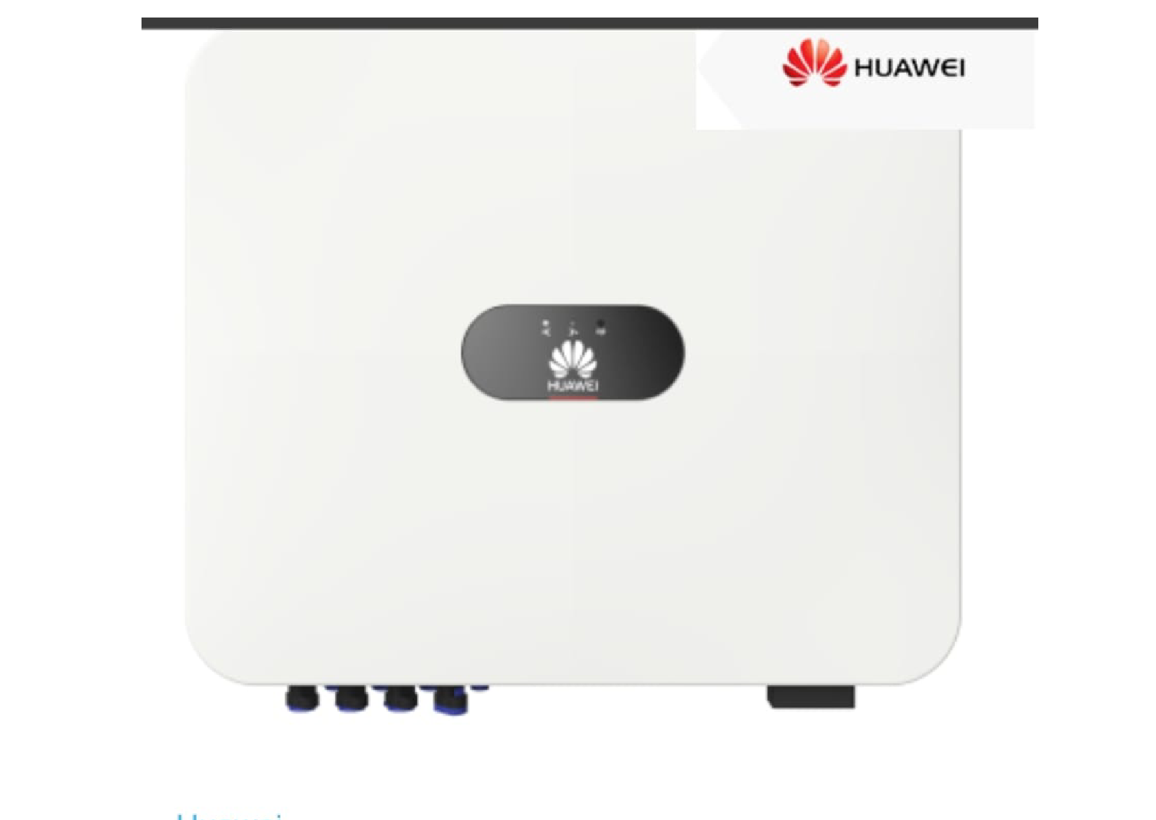 Se muestra un inversor solar Huawei sobre un fondo blanco.