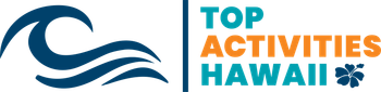 A logo for top activities hawaii with a wave and the words top activities hawaii