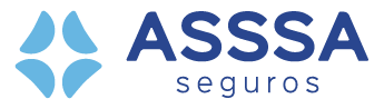 Un logotipo azul y blanco para Asssa Seguros