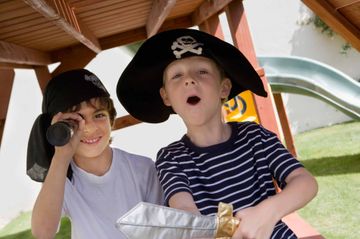 little boys pretending to be pirates