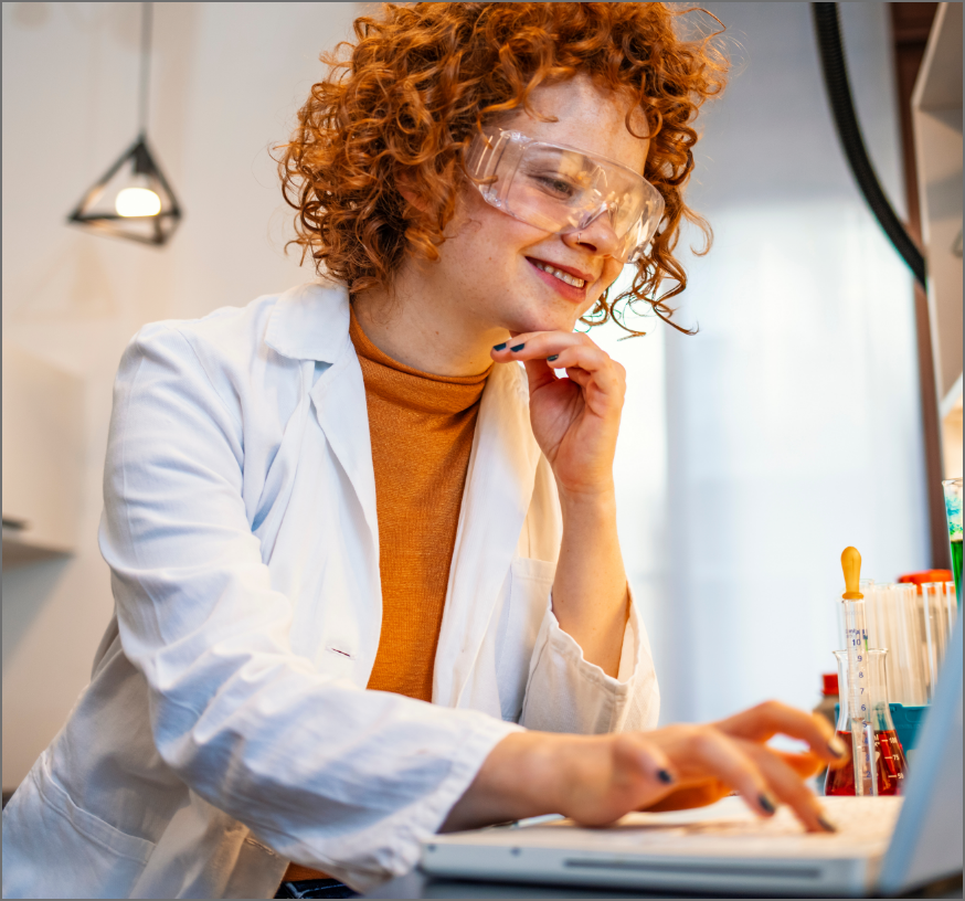 Image of a female working in a lab