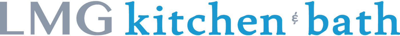 Lmg kitchen bath is written in blue on a white background