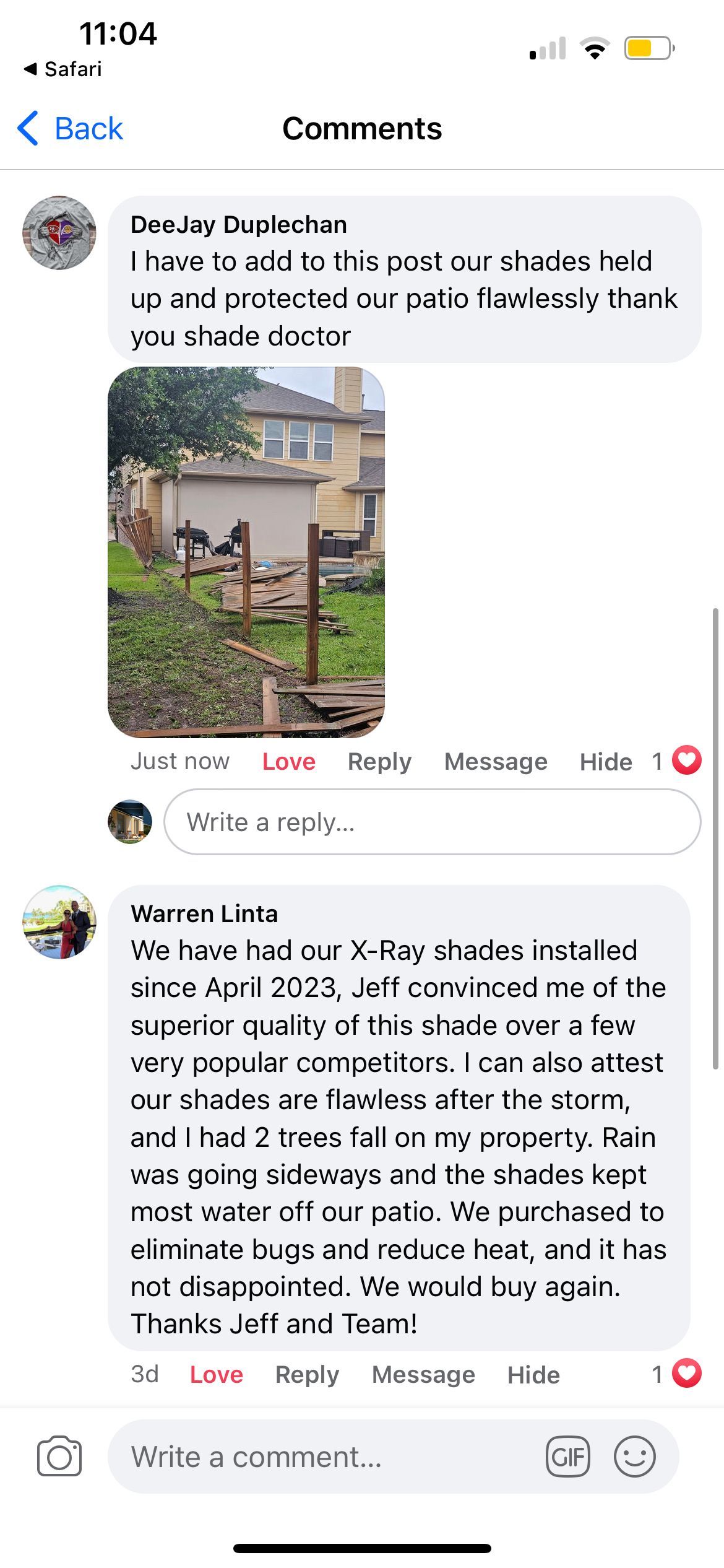 A screenshot of a text message on a cell phone.