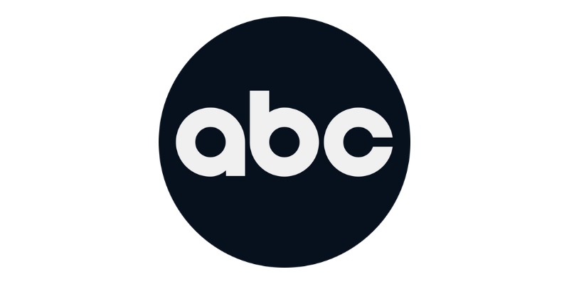 The abc logo is in a black circle on a white background.