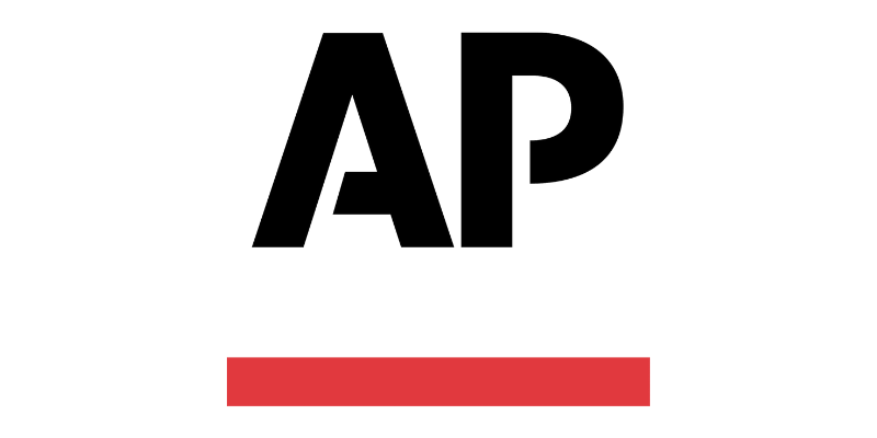 The logo for the ap is black and red on a white background.