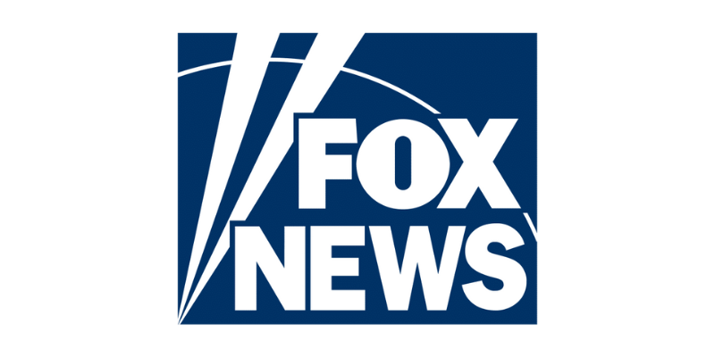 A blue fox news logo on a white background