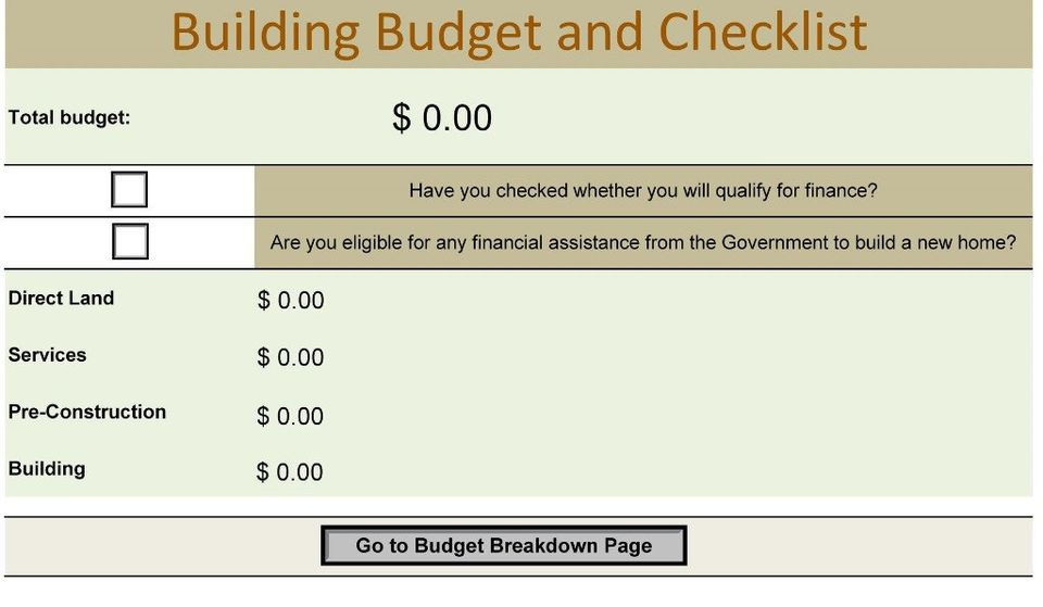 building budget and checklist