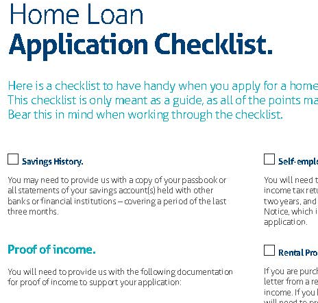 home loan application checklist