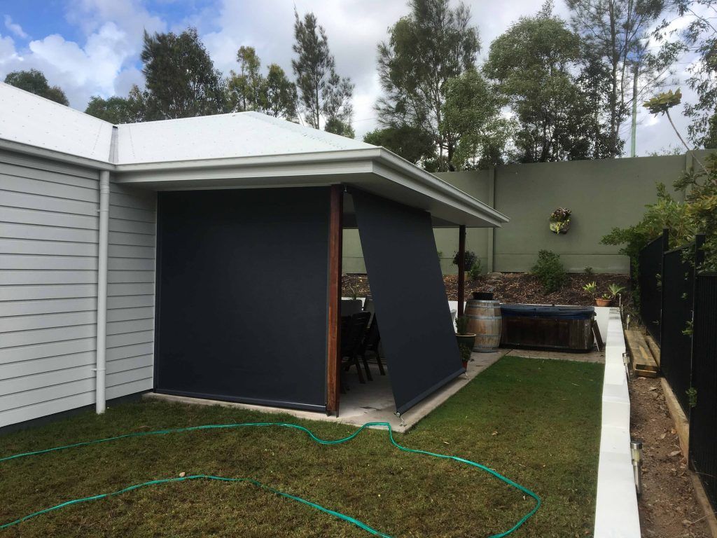 Backyard with black ziptrak blinds — Add Value to Your Home in Buderim, QLD