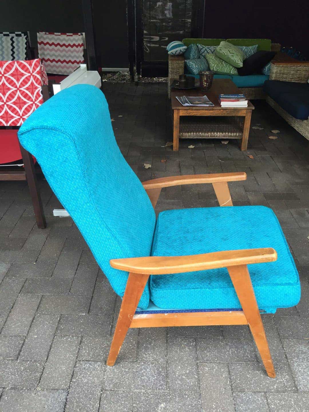 Blue chair with wooden handles — Privacy Policy in Buderim, QLD