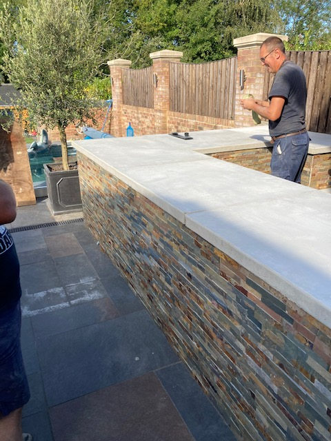 Bespoke concrete outdoor BBQ worktops for a luxury property in Hampshire