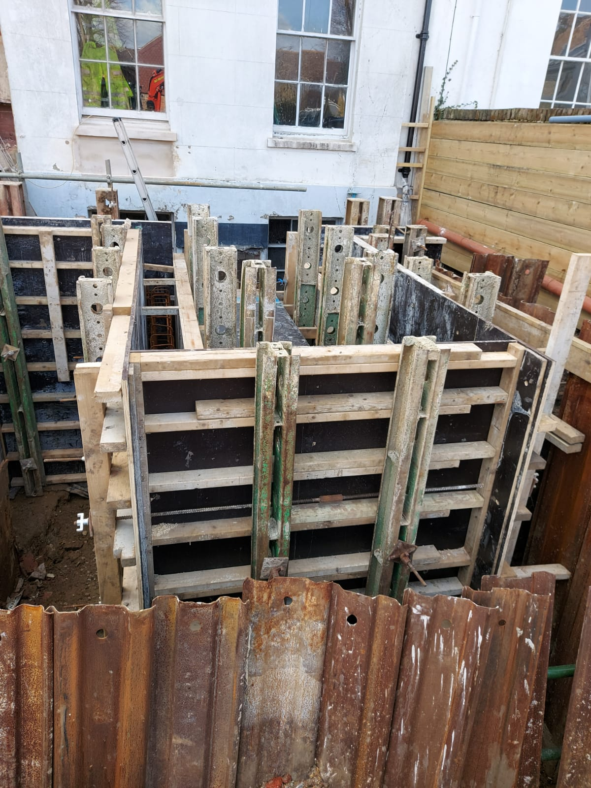 New lightwell walls to a Victorian basement in Gosport, Hampshire