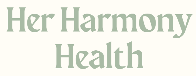 The logo for her harmony health is on a white background.