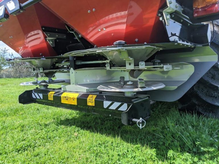 A close up view of the spreading vanes on a spreader.