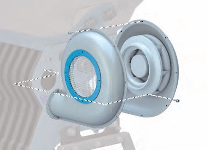A close up of a blower on a white background.