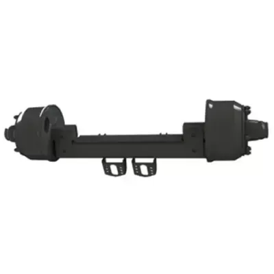 A close up of a black axle on a white background.